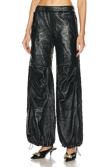 Wet Leather Cargo Pant in Black