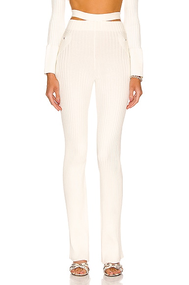 Andreadamo Ribbed Knit Flare Pant in White