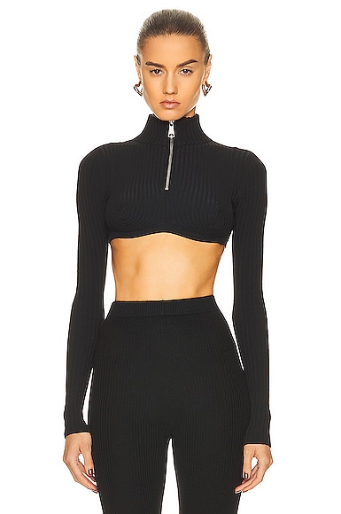 Ribbed Knit Crop Top With Spiral Details