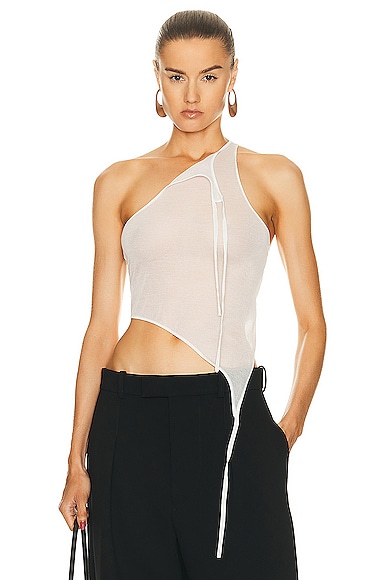 Andreadamo Transparent Knit Tank Top in Ivory