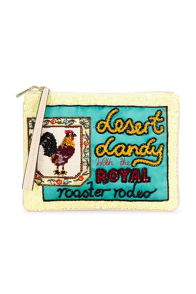 Alemais Ace Rooster Embellished Clutch in Multi