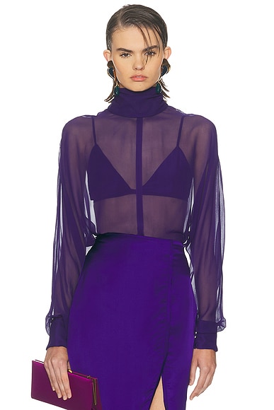 Alejandra Alonso Rojas Turtleneck Blouse in Indigo