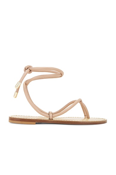 ALUMNAE Knotted Leather Ankle Wrap Sandals in Blush FWRD