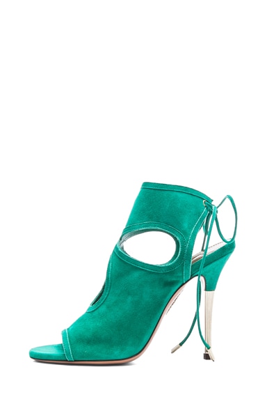 Aquazzura Sexy Thing Suede Sandals in Emerald | FWRD