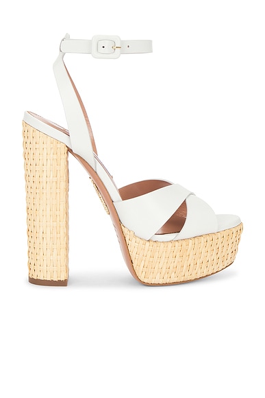 Aquazzura Sunseeker 140 Plateau Sandal in White