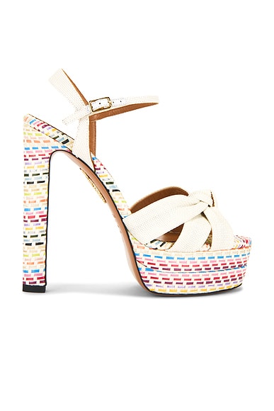 Aquazzura Nina 130 Plateau Sandal in Multi White