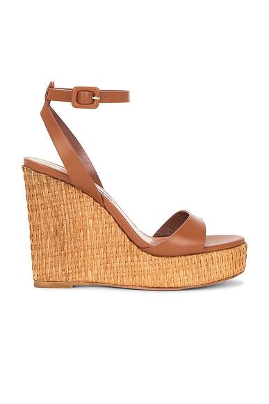 Aquazzura Sunseeker 110 Wedge Sandal in Tobacco