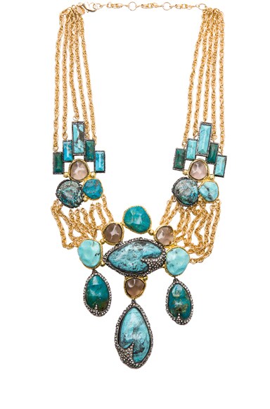 Alexis Bittar Large Chrysocolla Necklace in Cordova Gold & Antique ...
