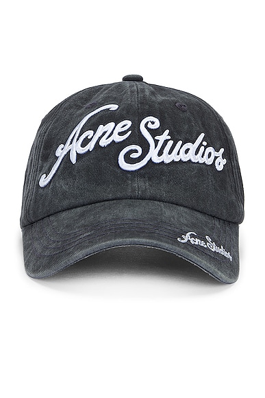 Acne Studios Script Cap In Faded Black