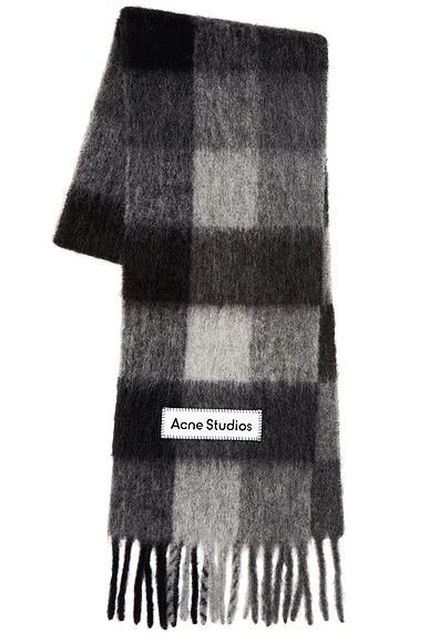 Acne Studios Vally Scarf in Dark Black, Grey, & Dark Grey