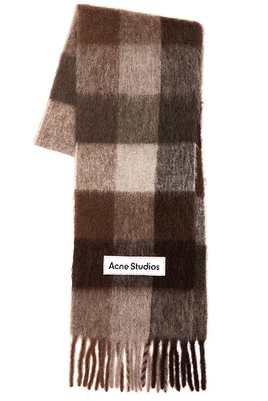 Acne Studios Vally Scarf in Dark Brown, White, & Brown