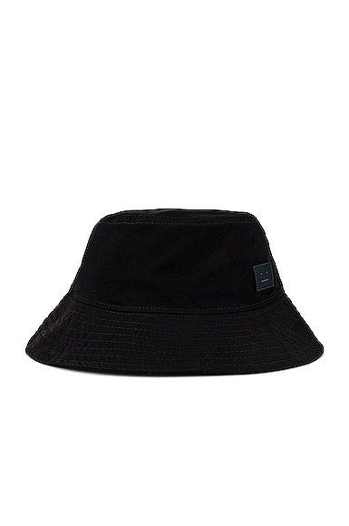 Acne Studios Buko Light Twill Face Bucket Hat in Black | FWRD