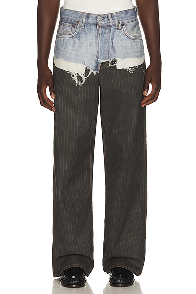 Acne Studios 1981 Pinstripe Jean in Blue & Black