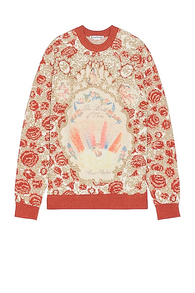 Acne Studios Graphic Jumper In Blossom Pink & Gold