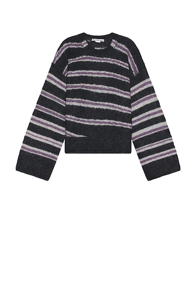 Acne Studios Striped Sweater in Dark Grey Melange & Multi