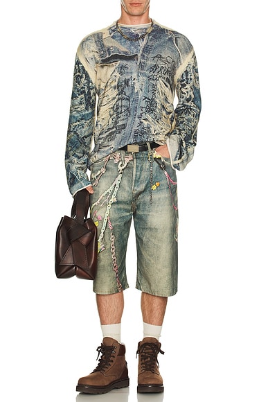 Karvian Trompe L'oeil Denim Sweater