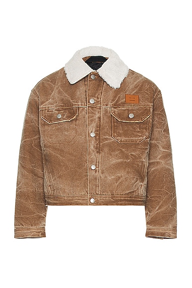Fleece Collar Jacket in Brown