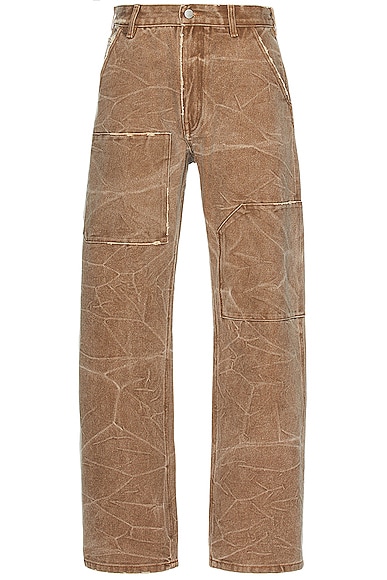 Patch Canvas Trousers in Brown