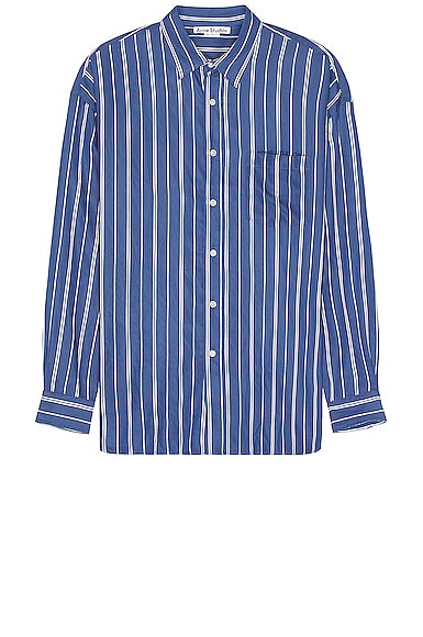 Acne Studios Striped Shirt in Mid Blue