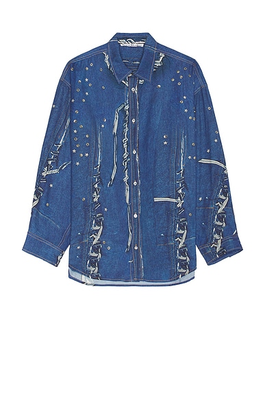 Thom Browne Seasonal Toile Print Straight Fit Shirt in Green