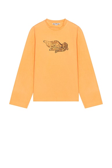 多様な Acne Studios Long Sleeve T-Shirt in Neon Orange | FWRD シャツ