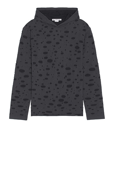 Trashed Hooded Long Sleeve Tee
