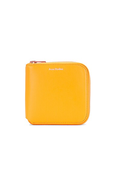 Acne Studios Leather Card Holder in Tangerine
