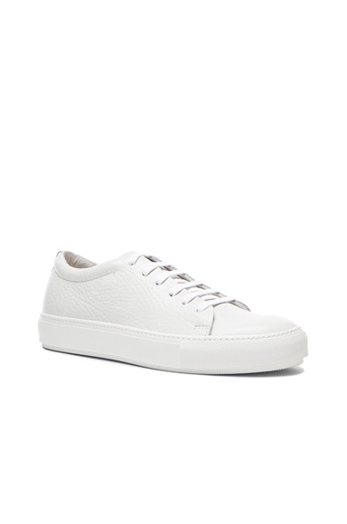 Acne Studios Adrian Grain Leather Sneakers in White | FWRD