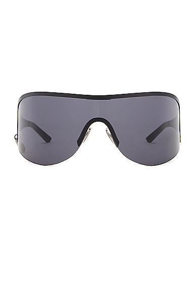 Rounded Shield Sunglasses in Black