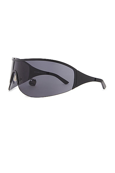 Shop Acne Studios Rounded Shield Sunglasses In Black