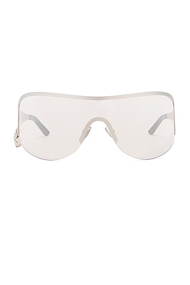 Rounded Shield Sunglasses in Metallic Silver