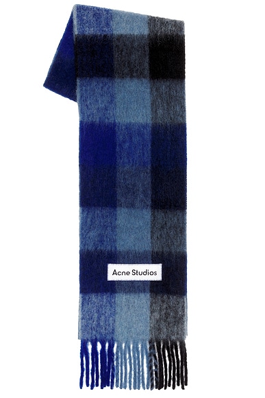 Acne Studios Vally Scarf in Dark Navy, Black, & Blue