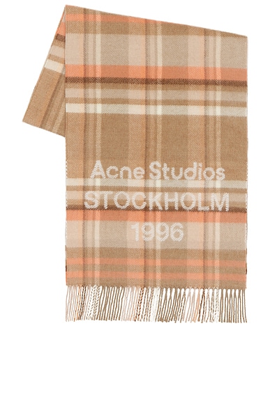 Acne Studios Venus Check 1996 Scarf in Beige & Peach