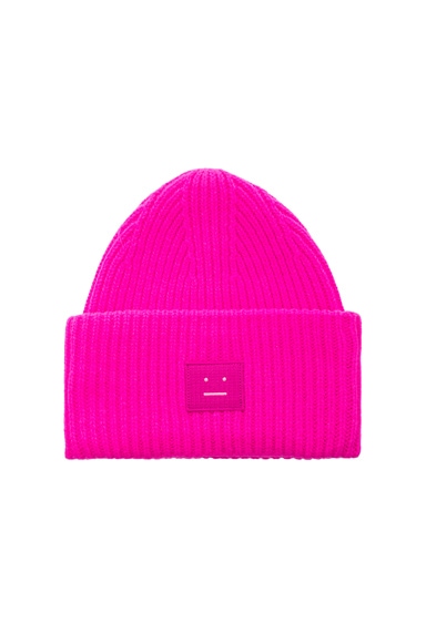 Acne Studios Pansy Face Beanie in Bright Pink | FWRD display picture 1