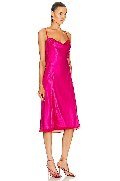 Shop Acne Studios Cowl Neck Midi Dress In Fuchsia Pink