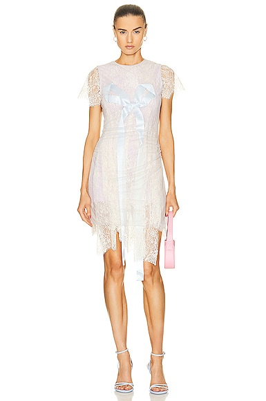 Acne Studios Lace Bow Dress In Light Grey