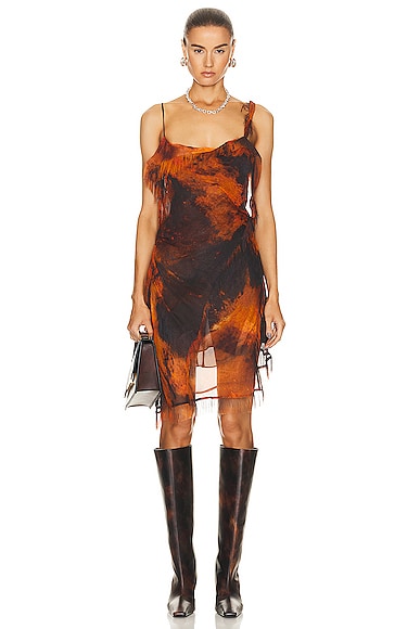 Acne Studios Draped Mini Dress in Rust