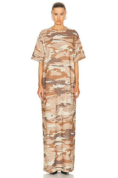 Acne Studios Maxi T-shirt Dress in Cacao Brown