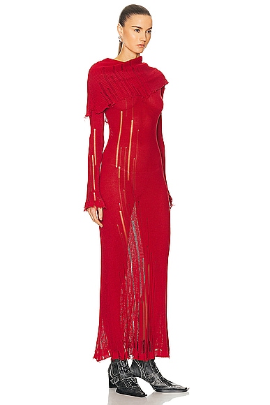 Shop Acne Studios Long Sleeve Dress In Red