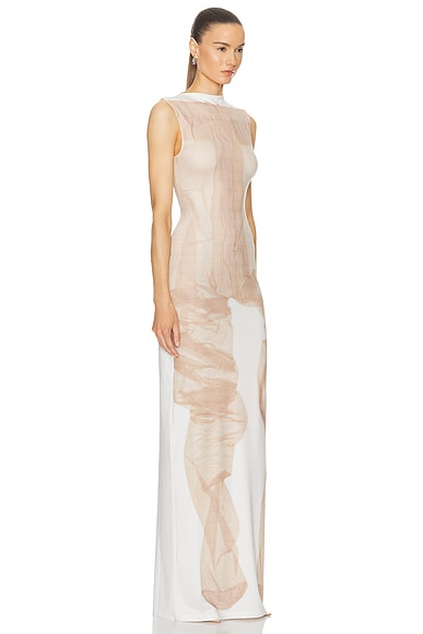 Shop Acne Studios Sleeveless Maxi Dress In White & Beige