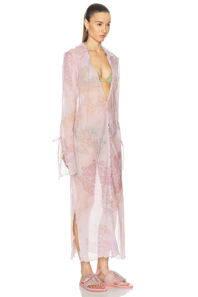 Shop Acne Studios Daftan Lace Camo Long Sleeve Dress In Pink