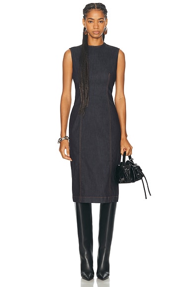 Zimmermann Matchmaker Ruffle Neck Midi Dress in Black FWRD