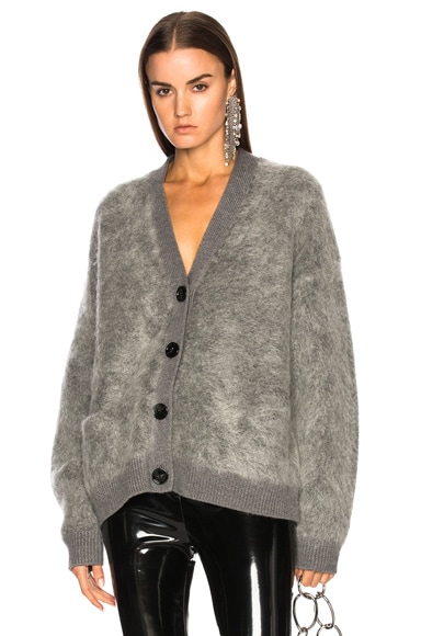 Acne Studios Rives Mohair Cardigan in Grey Melange | FWRD Acne Studios Rives Mohair Cardigan in Grey Melange | FWRD