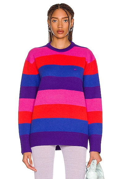 Acne Studios Pink amp; Purple Distressed Stripe Sweater