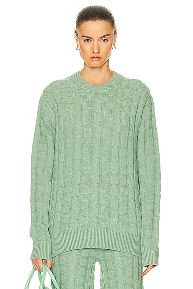 Acne Studios Face Knit Pullover Sweater in Sage Green