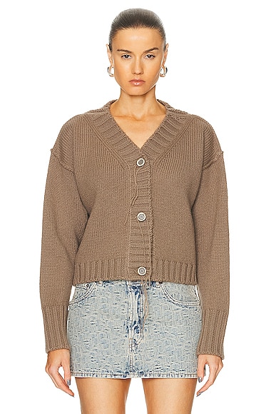 Cropped Cardigan in Brown