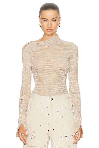 Acne Studios Kemen High Neck Knit Top in Beige