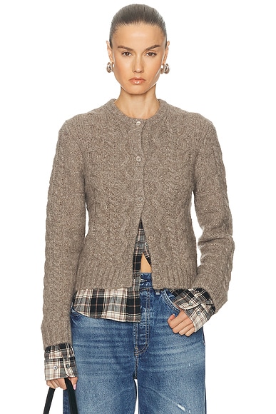 Acne Studios Kunch Cotton Flannel Cardigan in Beige Melange