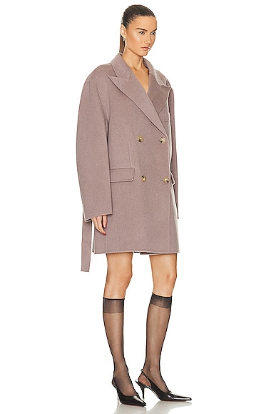 Shop Acne Studios Belted Short Coat In Dusty Lilac
