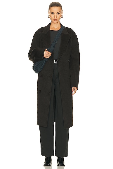 Shop Acne Studios Belted Trench Coat In Charcoal Grey